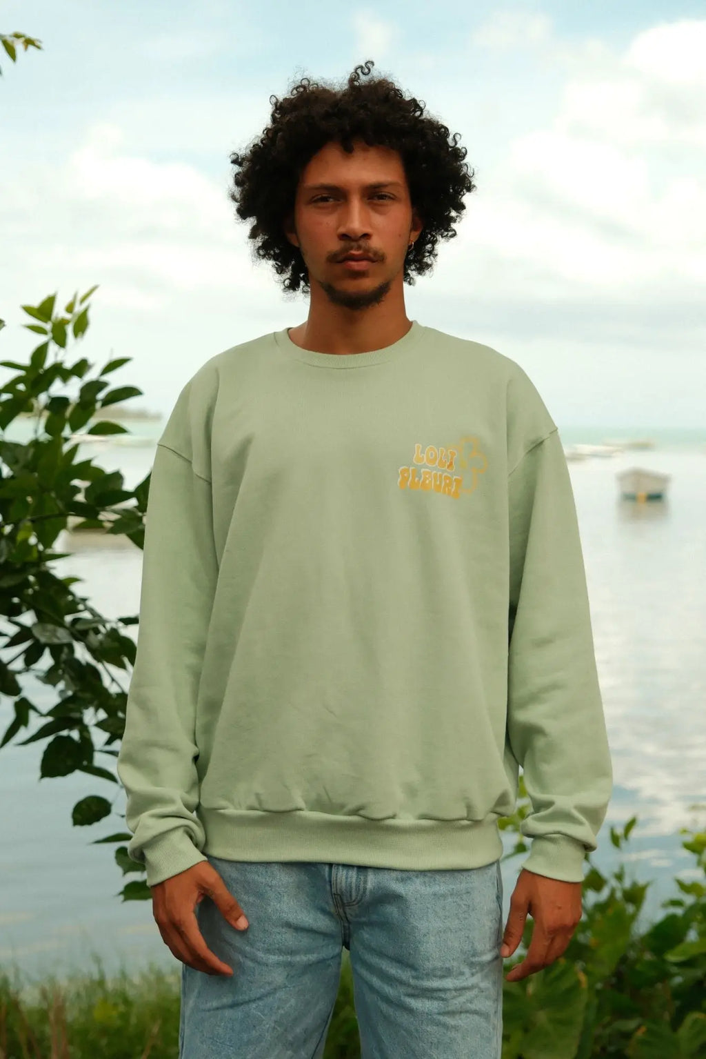 Pull oversize 100% coton - Vert pastel