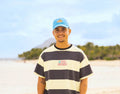 Casquette Loli bleu avec broderie orange Made in Mauritius