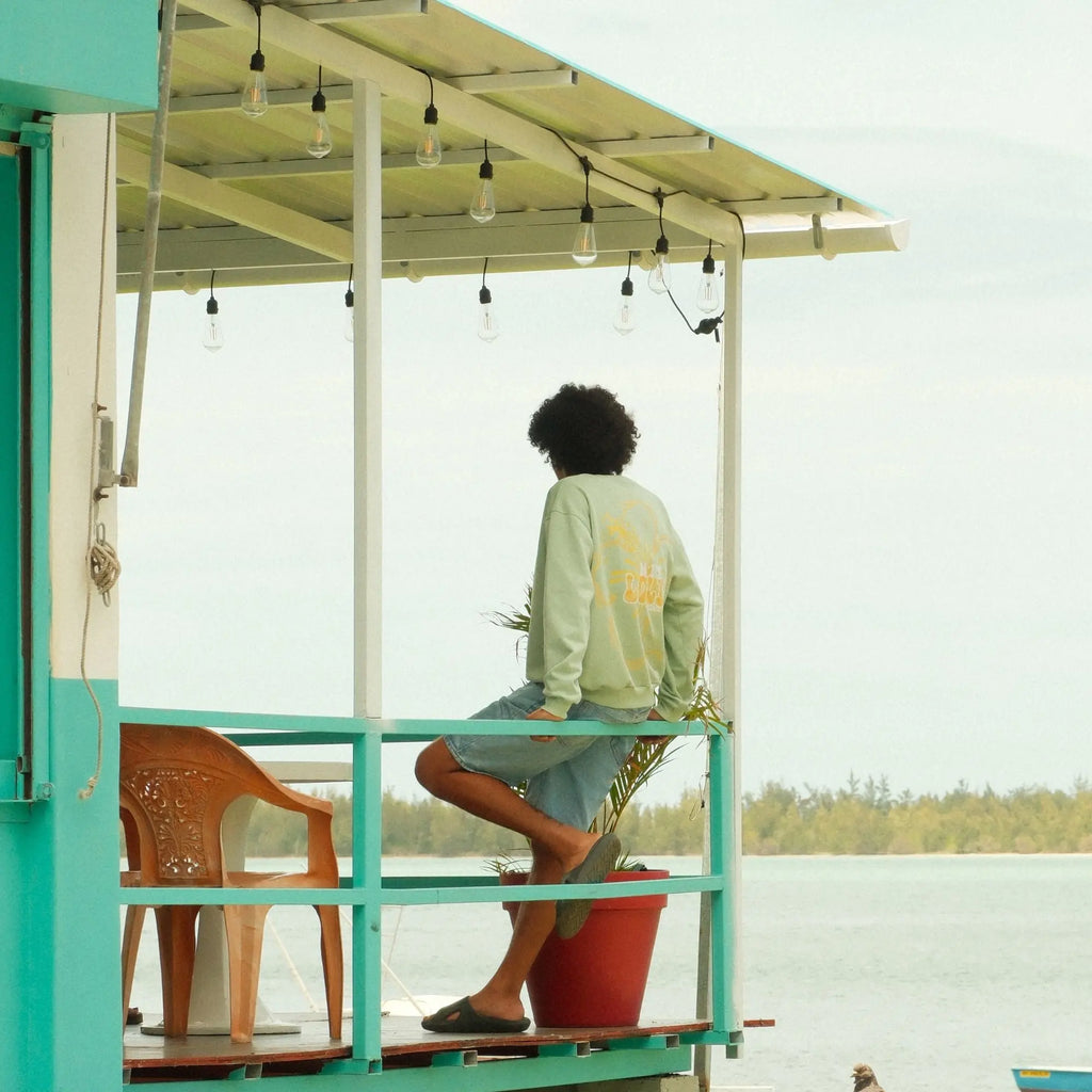 Pull oversize 100% coton - Vert pastel